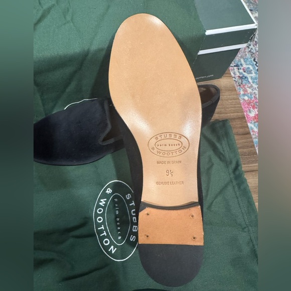 Stubbs & Wootton NIB Classic Black Velvet Slippers/Loafers size 9.5 - Picture 7 of 8